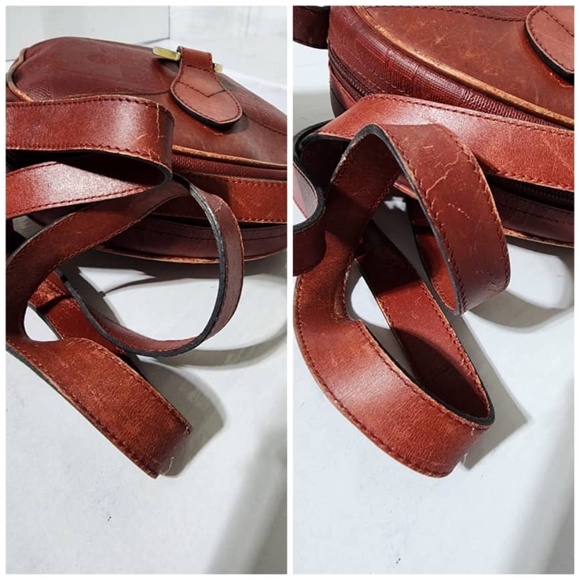 Authentic CHRISTIAN DIOR Vintage Trotter Pattern Crossbody Bag Wine - Picture 14 of 16